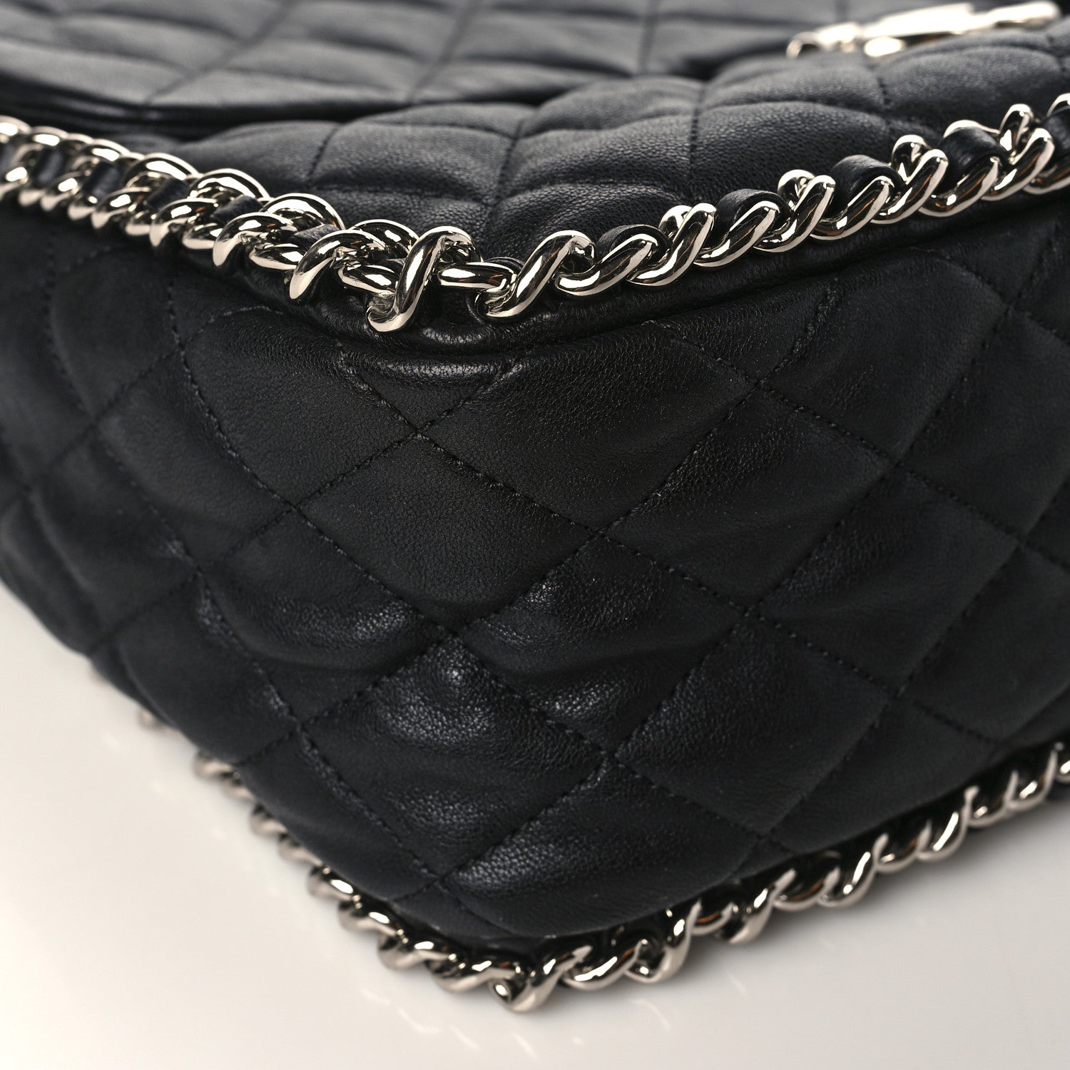 Chanel Washed Lambskin Quilted Maxi Chain Around Flap Black 8 of 9
