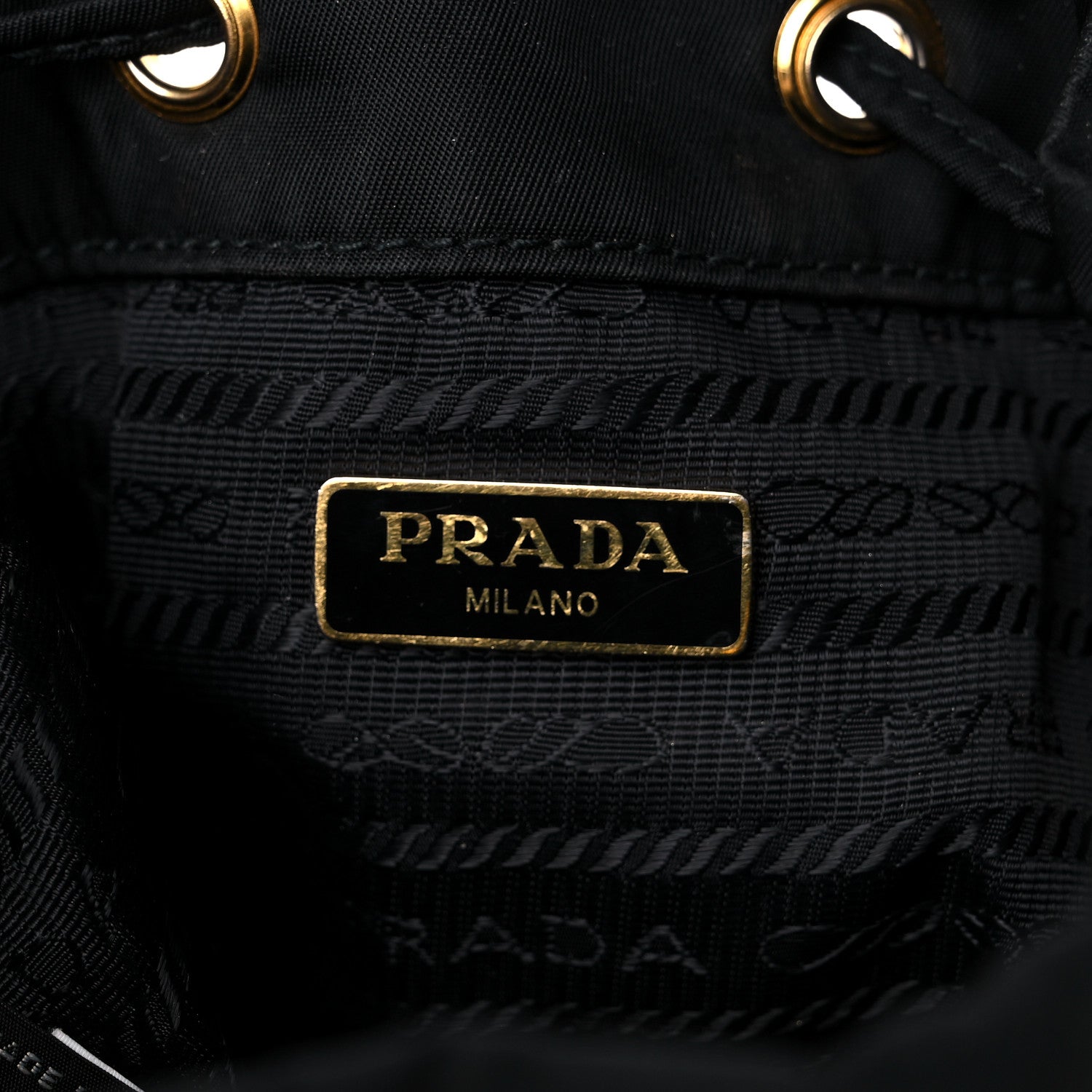 Prada Saffiano Tessuto Nylon Mini Bucket Crossbody Bag Black 6 of 17