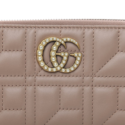 Gucci Calfskin Matelasse Pearly GG Marmont Zip Around Wallet Porcelain Rose 8 of 8