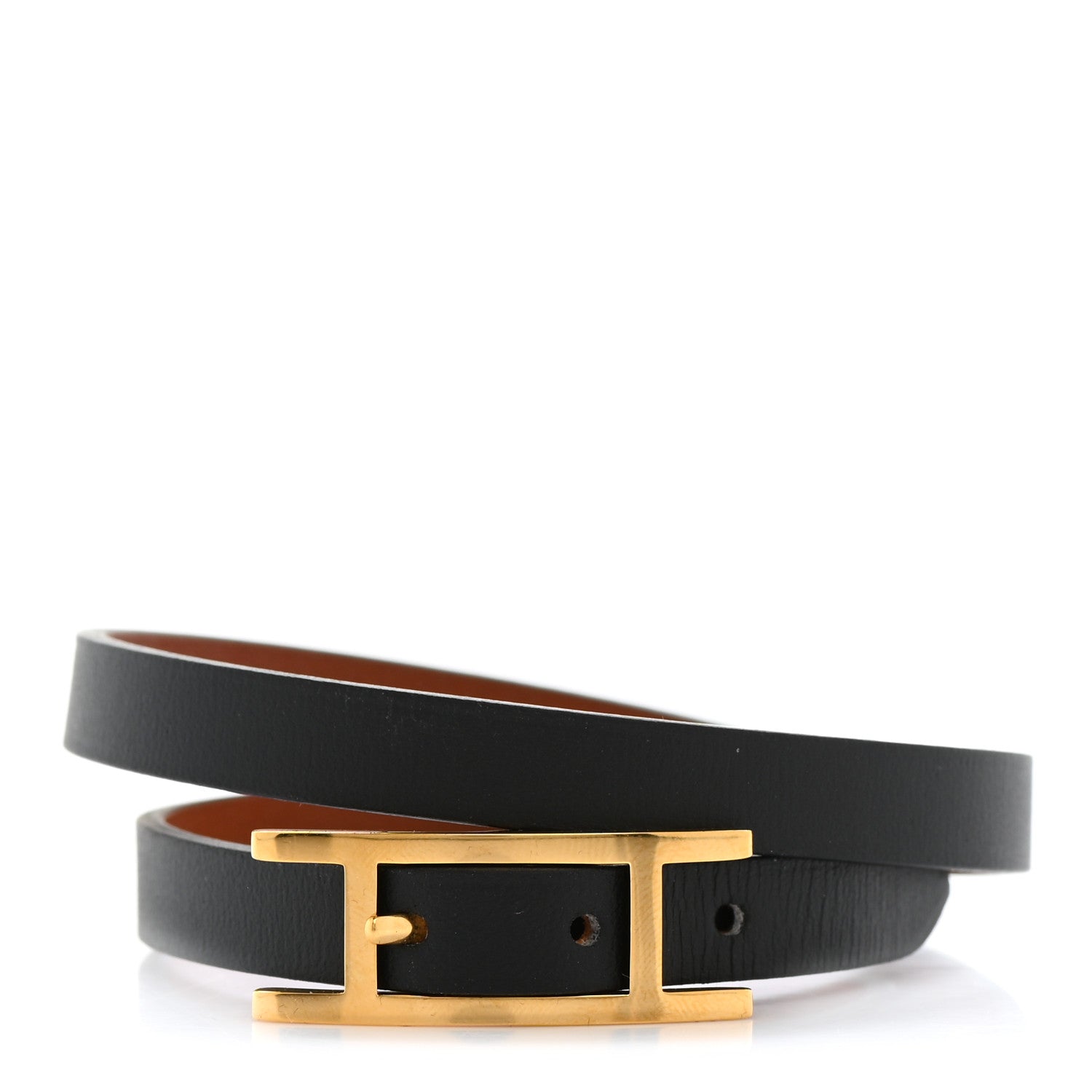 Hermes Chamonix Behapi Double Tour Bracelet Black Gold 1 of 7