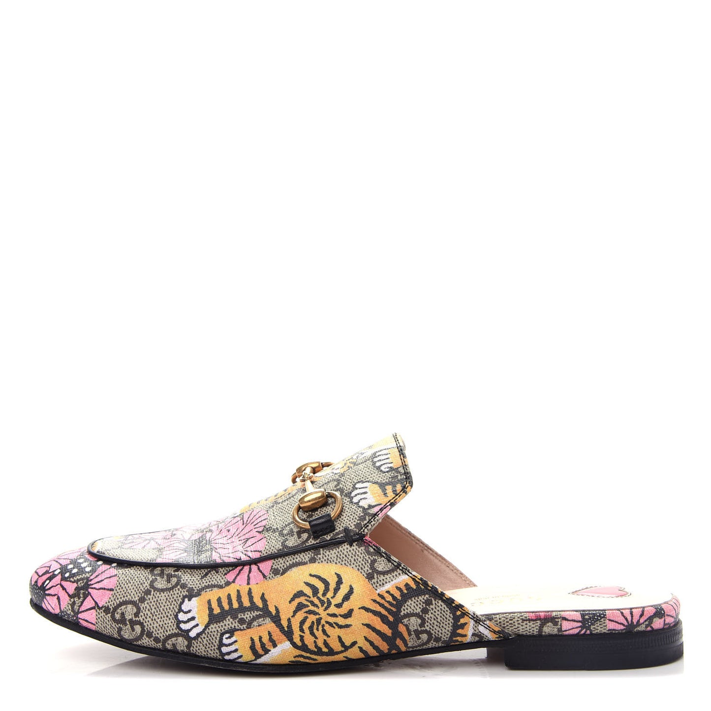GG Supreme Monogram Bengal Womens Princetown Slippers 36 Beige Crop Pink