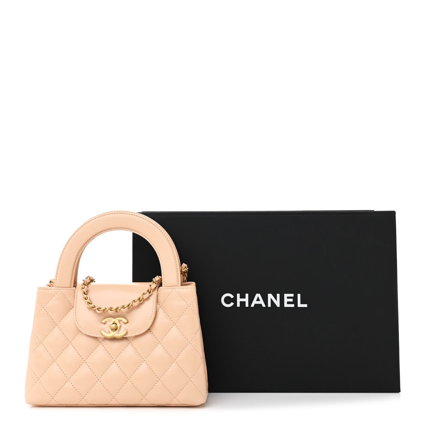 Chanel Shiny Aged Calfskin Quilted Nano Kelly Shopper Beige 11 of 11