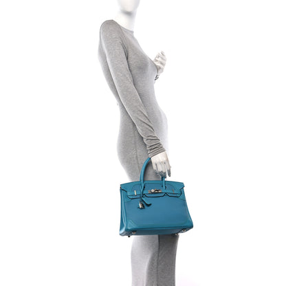 Hermes Togo Swift Ghillies Birkin 30 Turquoise 2 of 13