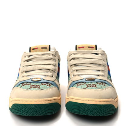 Gucci Calfskin GG Supreme Crystals Web Screener Sneaker 41.5 Azure Dusty Milk Beige 2 of 9