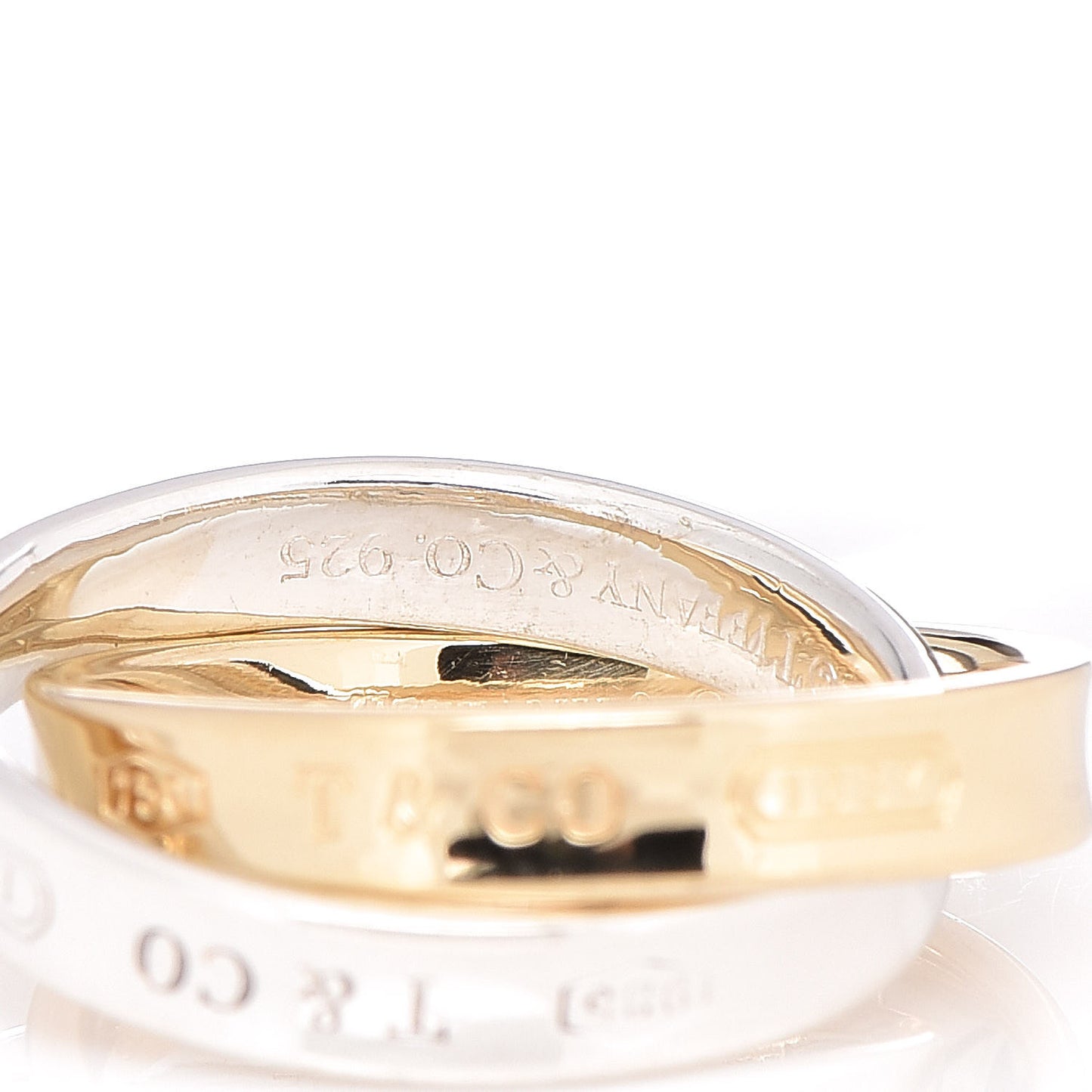 18K Yellow Gold Sterling Silver 1837 Interlocking Circles Ring 52 6