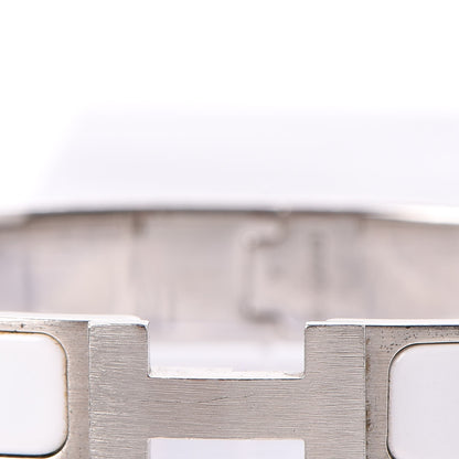 Hermes Matte Enamel Narrow Clic Clac HH Bracelet GM White 3 of 6