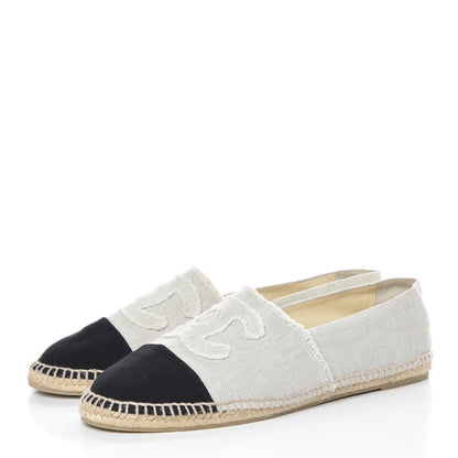 Chanel Toile CC Cap Toe Espadrilles 44 Beige 3 of 10