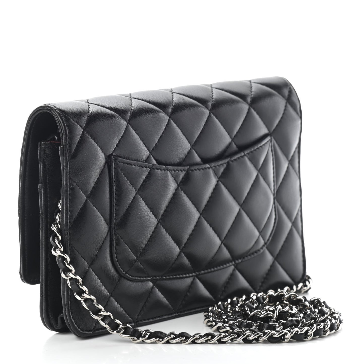 Lambskin Quilted Wallet On Chain WOC Black