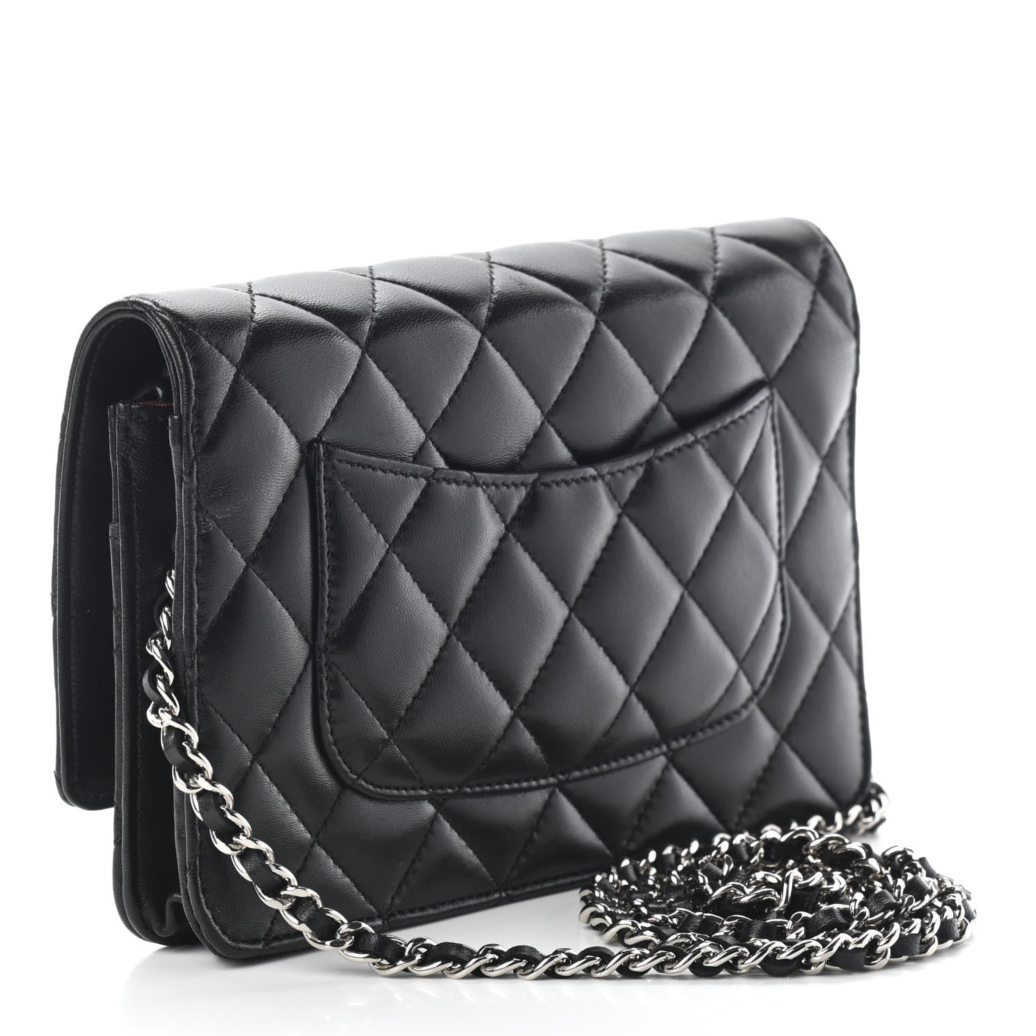 Chanel Lambskin Quilted Wallet On Chain WOC Black 3 of 9