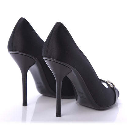 Gucci Satin Crystal Peep Toe Pumps 9.5 Black 4 of 9