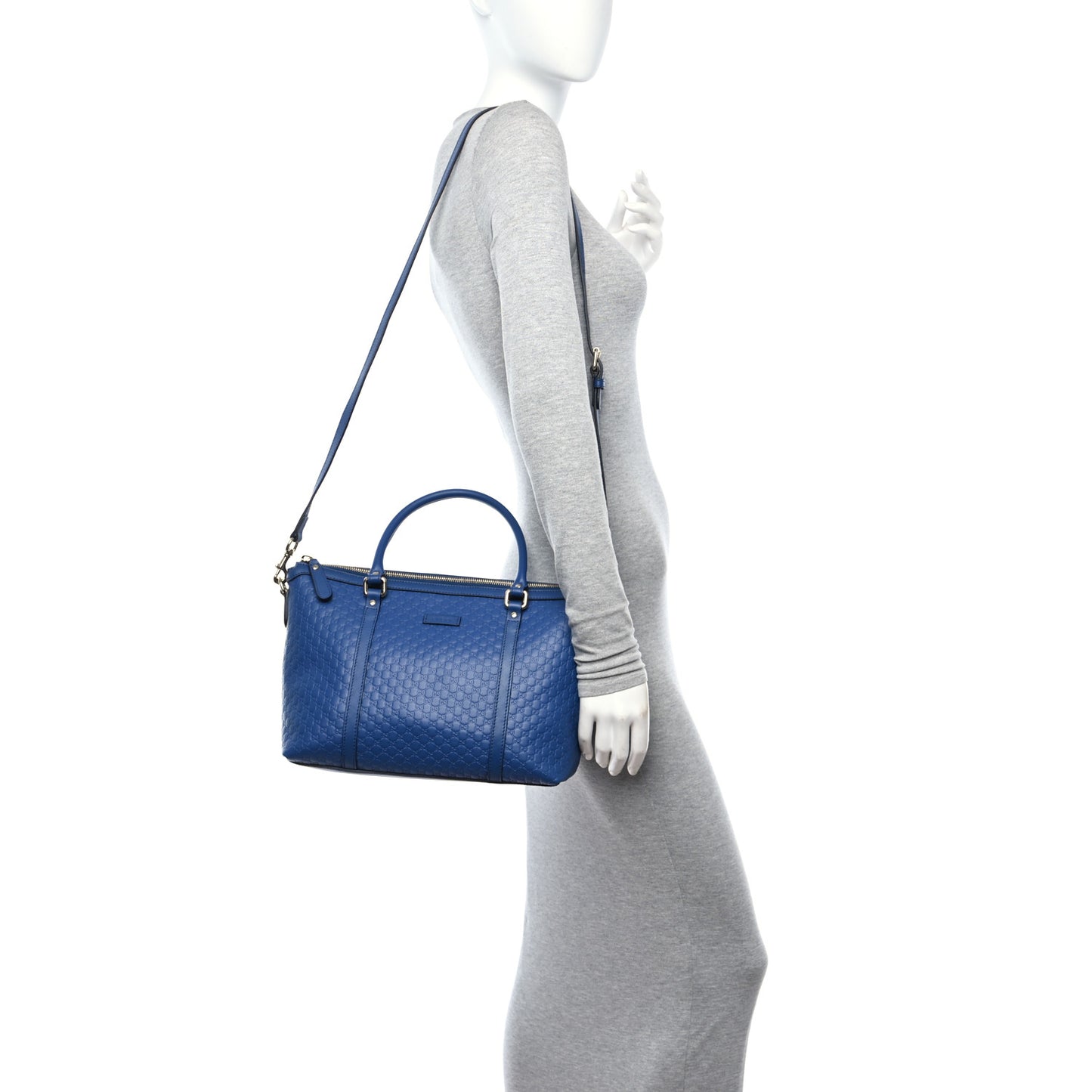 Soft Microguccissima Small Zippered Satchel Caspian