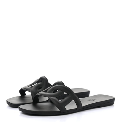 Hermes Rubber Aloha Sandals 37 Black 3 of 9
