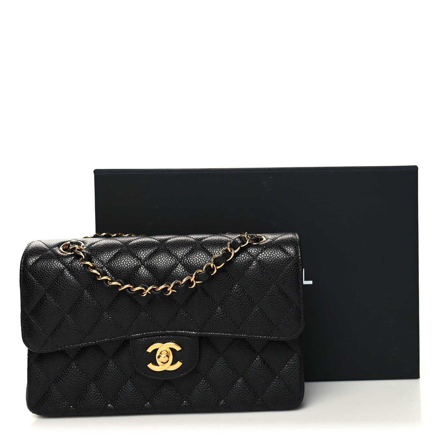 Caviar Quilted Small Double Flap Black