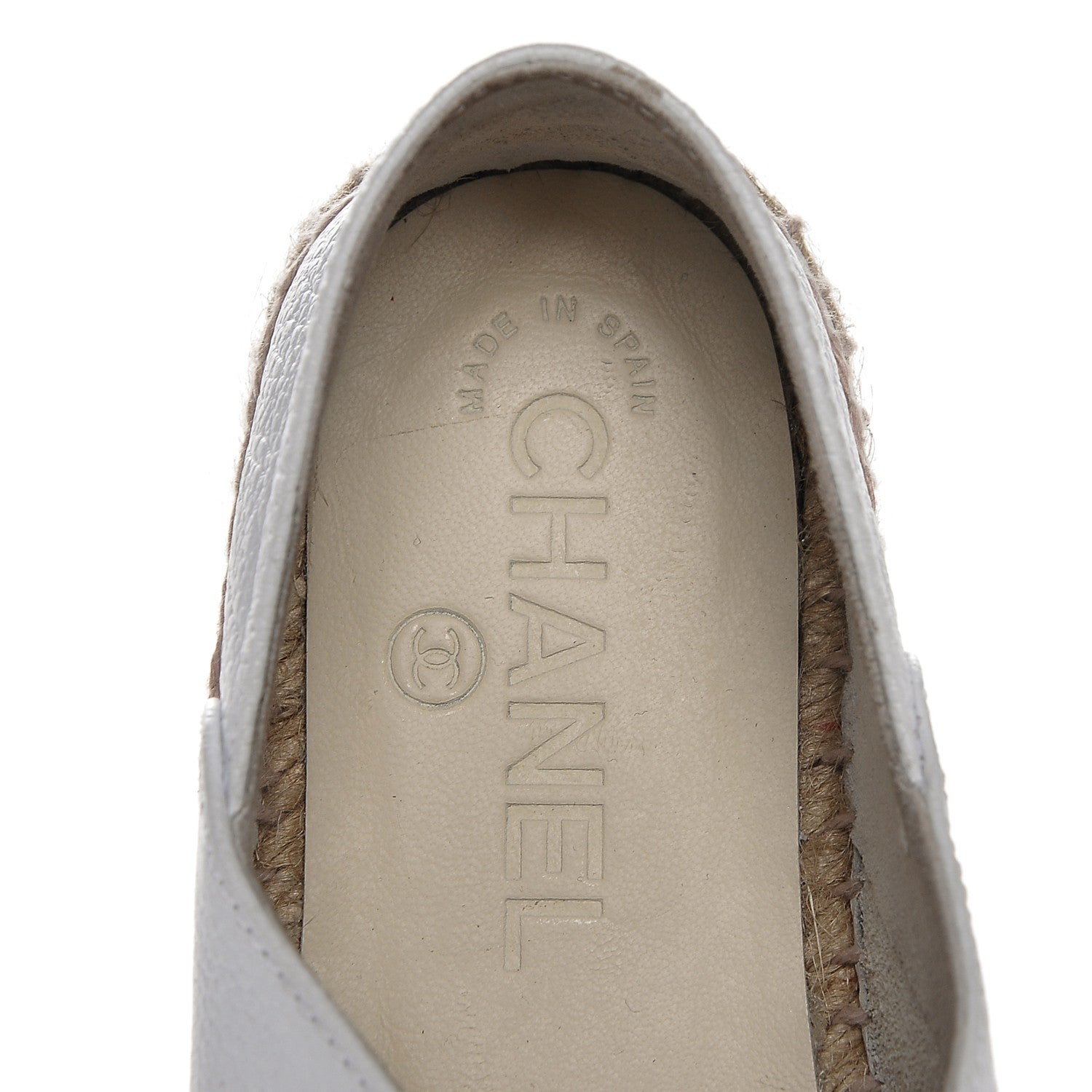 Chanel Grained Calfskin CC Espadrilles 36 White Black 7 of 7