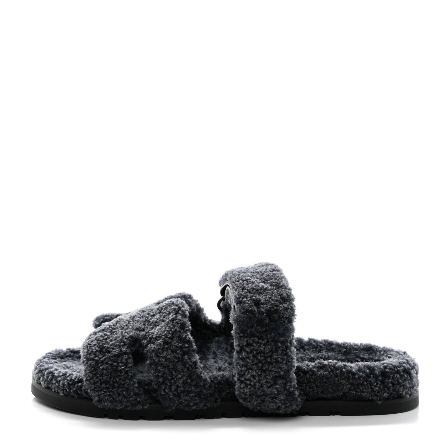 Hermes Woolskin Womens Chypre Sandals 41 Gris Chine 1 of 9