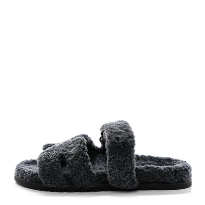 Hermes Woolskin Womens Chypre Sandals 41 Gris Chine 1 of 9