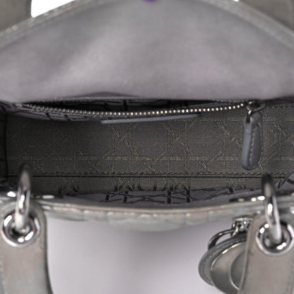 Christian Dior Metallic Lambskin Cannage Mini Lady Dior Silver 4 of 9