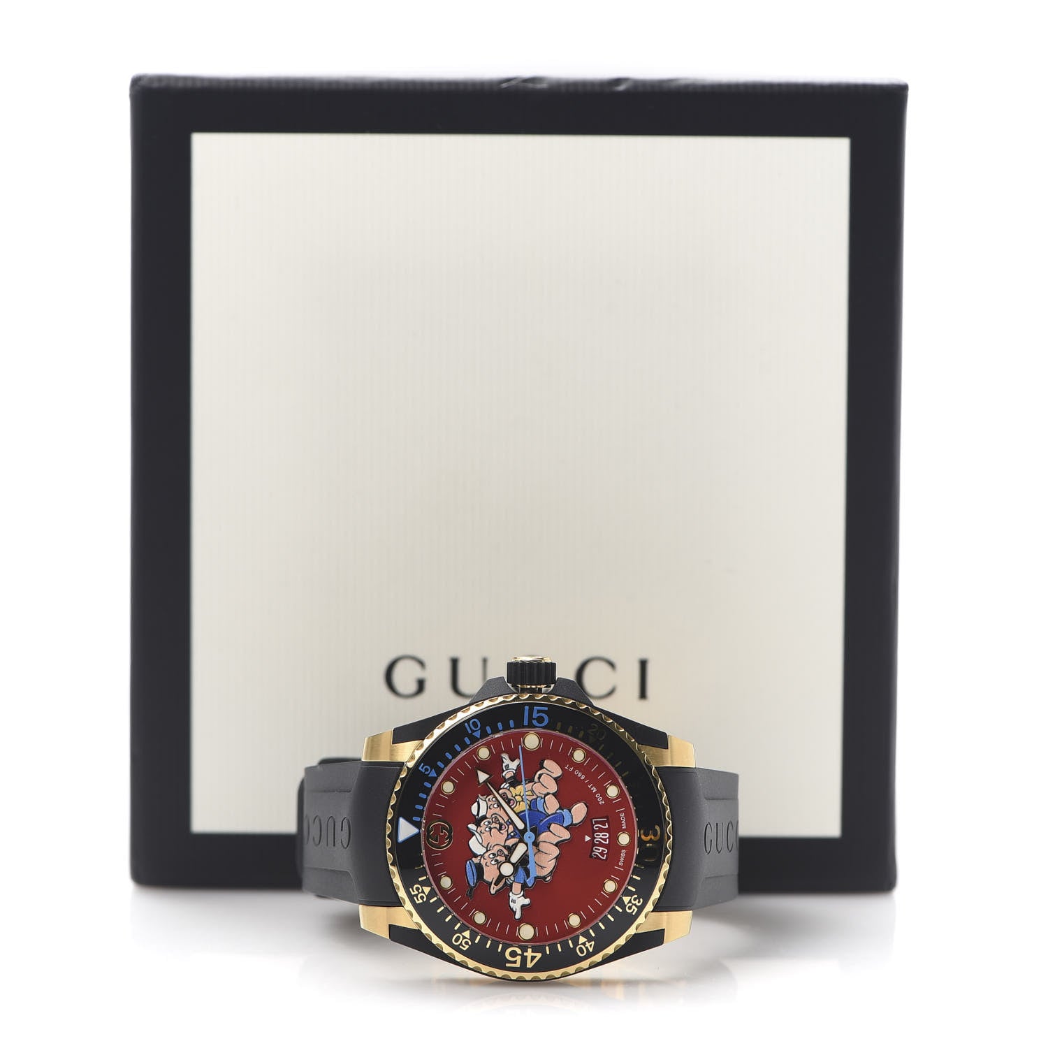 Gucci X DISNEY Stainless Steel Rubber 40mm Three Little Pigs Dive Quartz Watch 7 of 7