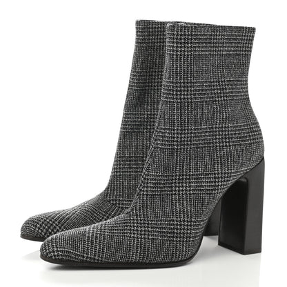 Balenciaga Wool Plaid Ankle Boots 39 Black 3 of 9