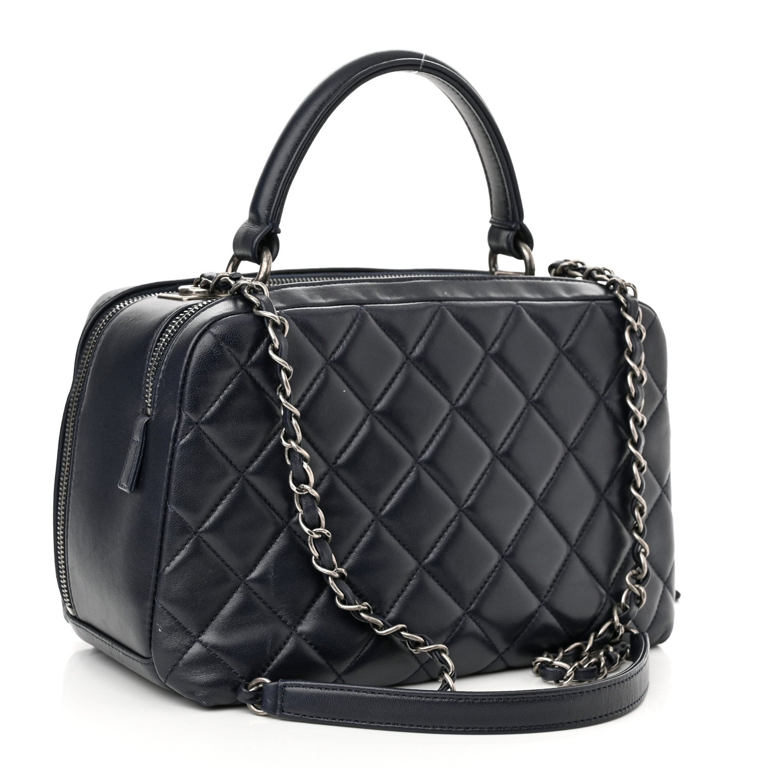 Chanel Lambskin Quilted Medium Trendy CC Bowling Bag Navy 2 of 11
