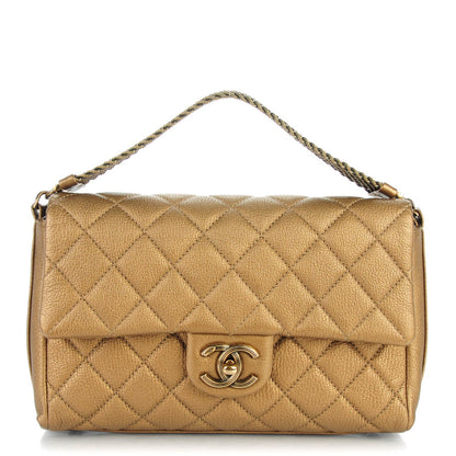 Chanel Metallic Goatskin Quilted Chain Handle Flap Dark Gold 1 of 7