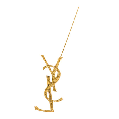 Saint Laurent Monogram Crocodile Opyum Brooch Gold 3 of 4