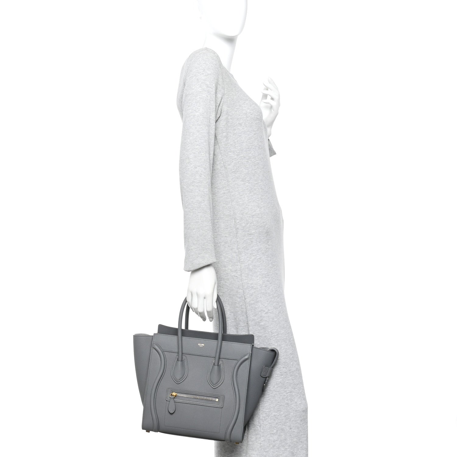 Celine Baby Drummed Calfskin Micro Luggage Kohl 2 of 15