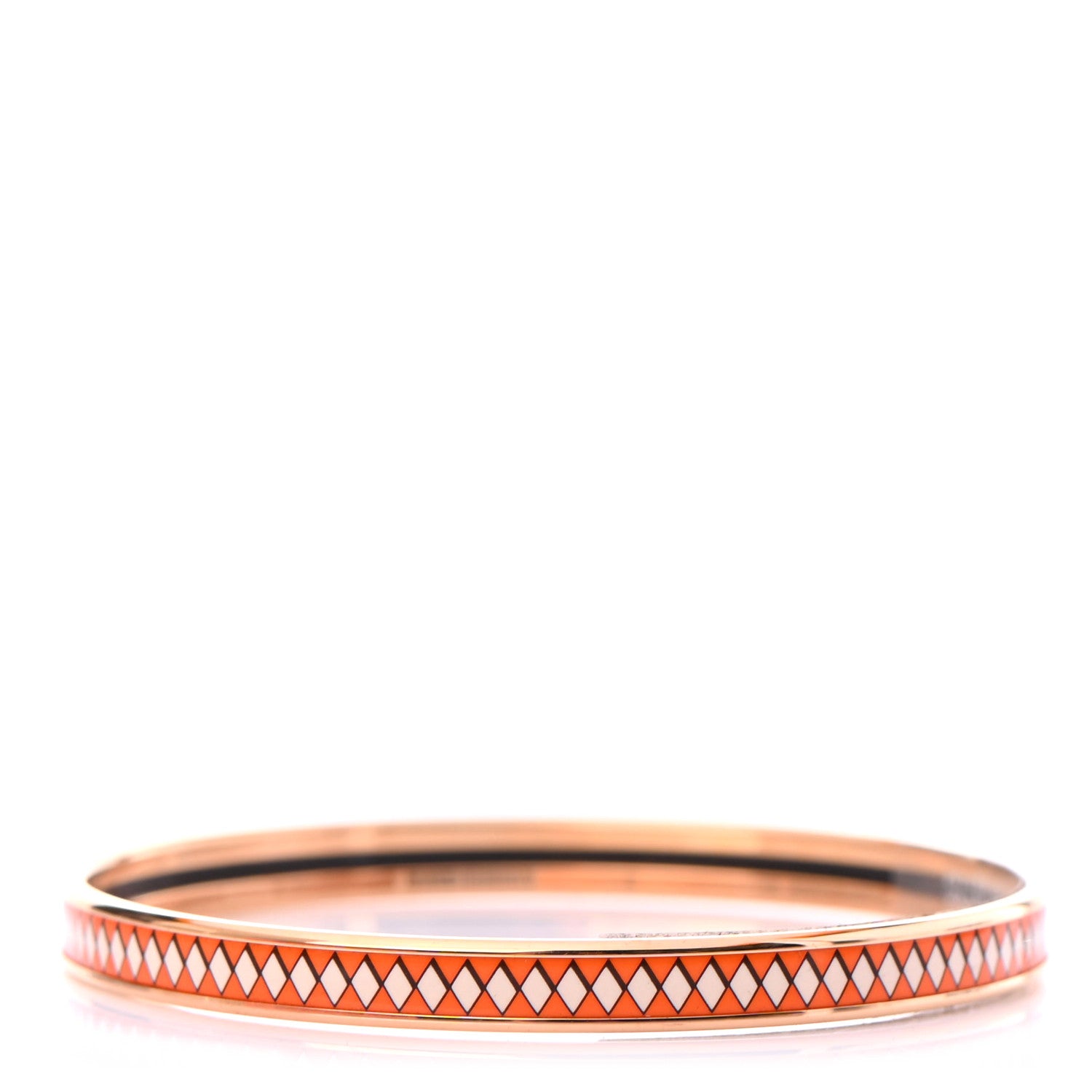 Hermes Enamel Printed Narrow Voltes Et Pirouettes Bracelet 62 Terre Orange 1 of 3