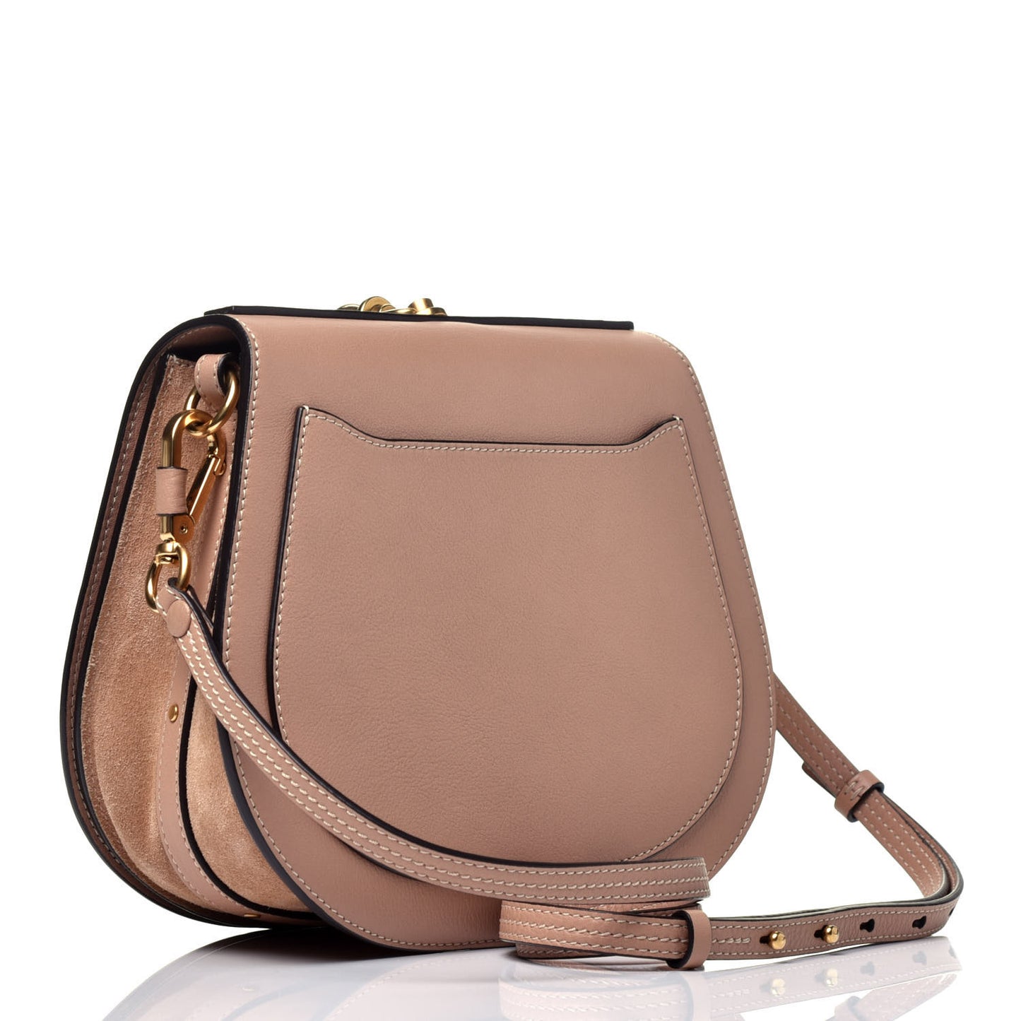Calfskin Suede Medium Nile Bracelet Bag Biscotti Beige