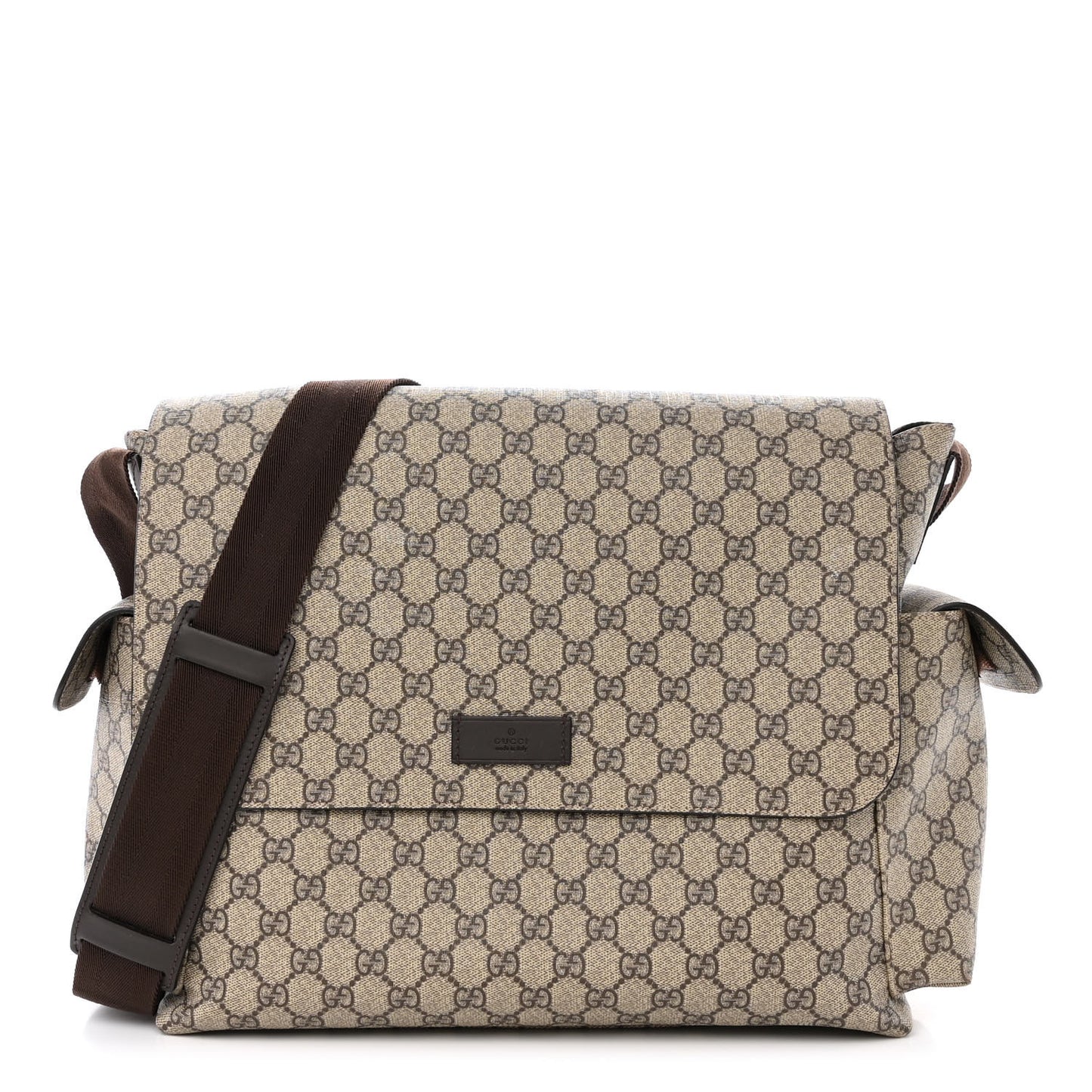 GG Plus Monogram Messenger Diaper Bag Dark Brown