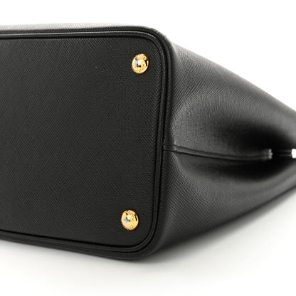 Prada Saffiano Cuir Medium Double Bag Black Fuoco 9 of 12