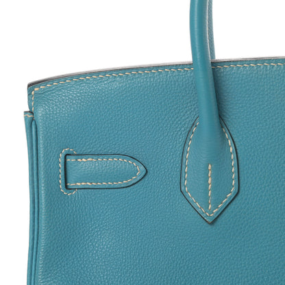 Hermes Taurillon Clemence Birkin 30 Blue Jean 9 of 46