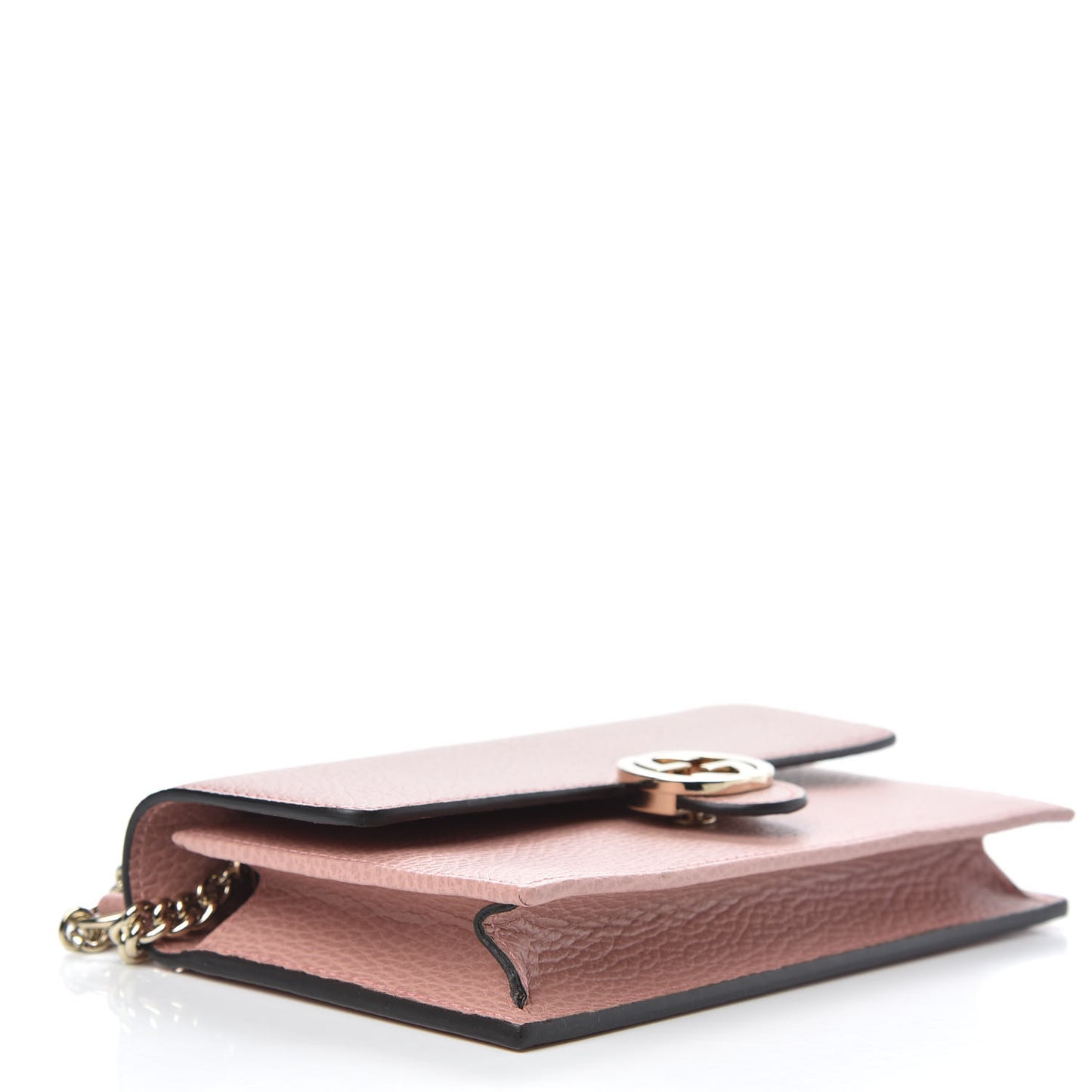 Dollar Calfskin Interlocking G Chain Wallet Soft Pink