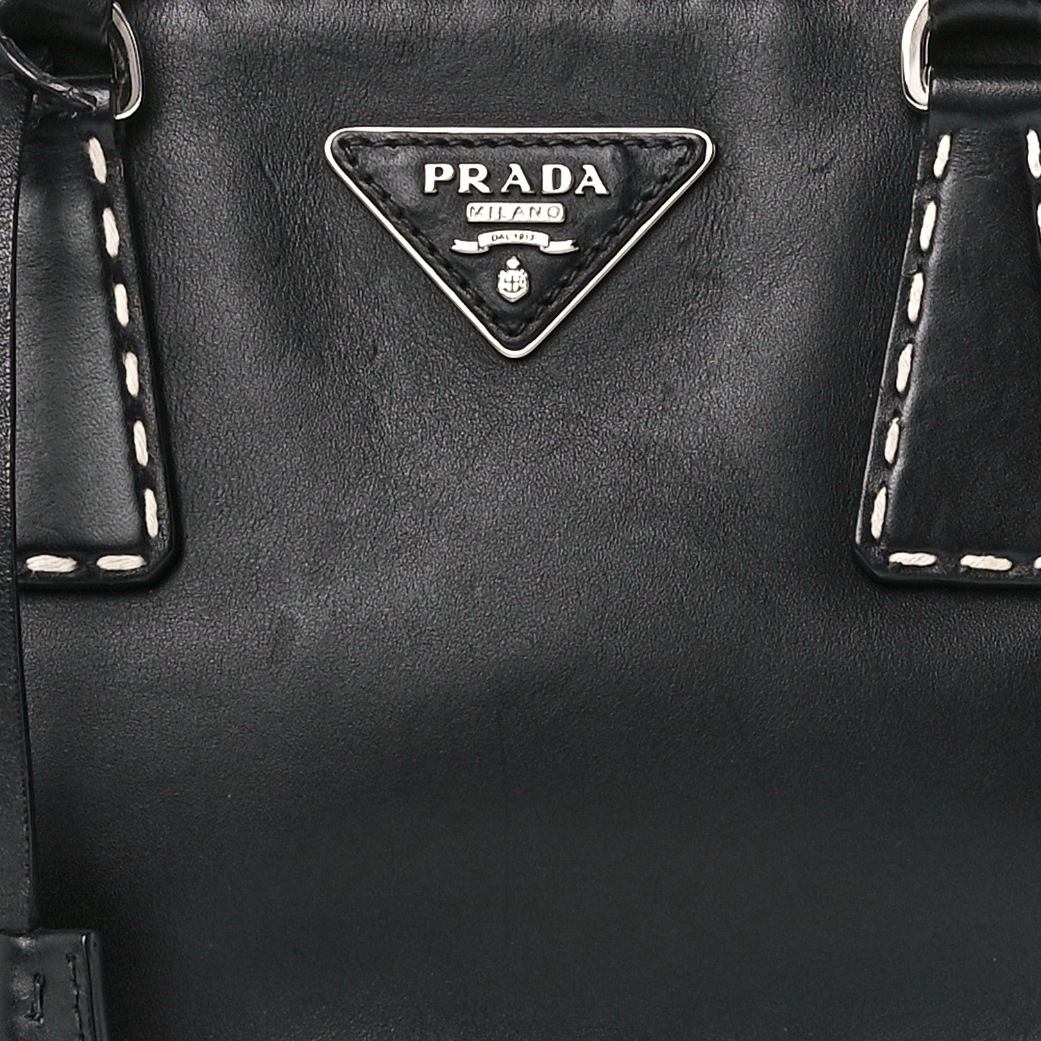 Prada City Calf Mini Hand Stitched Galleria Double Zip Tote Black 8 of 11