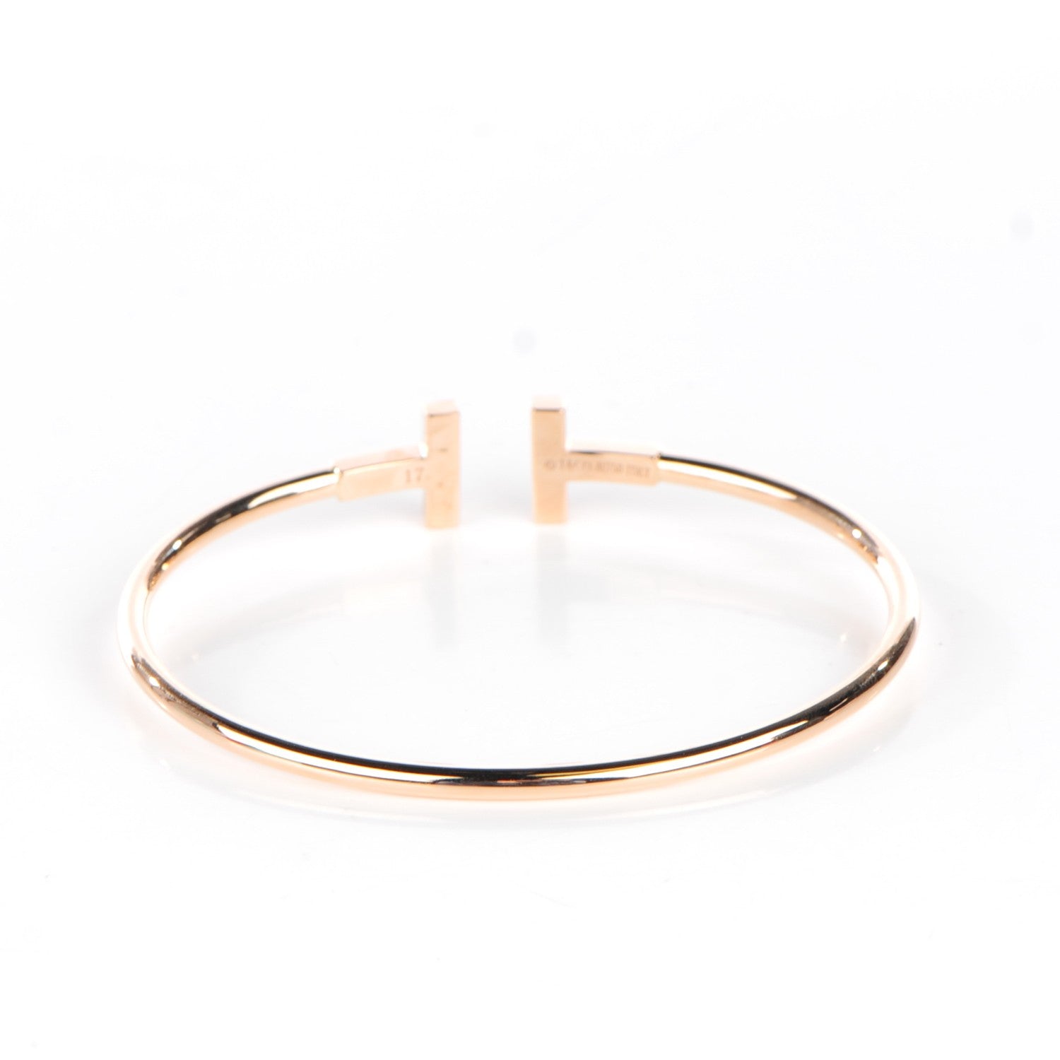 Tiffany 18K Rose Gold Diamond T Wire Bracelet 3 of 6