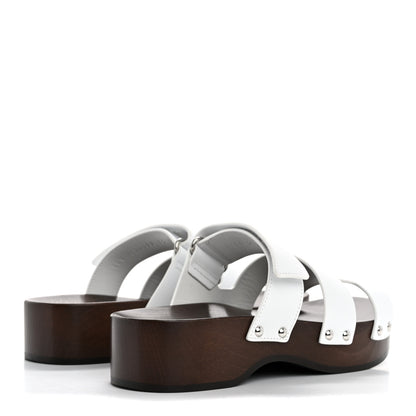 Hermes Calfskin Womens Kos Clog 35 White 5 of 10