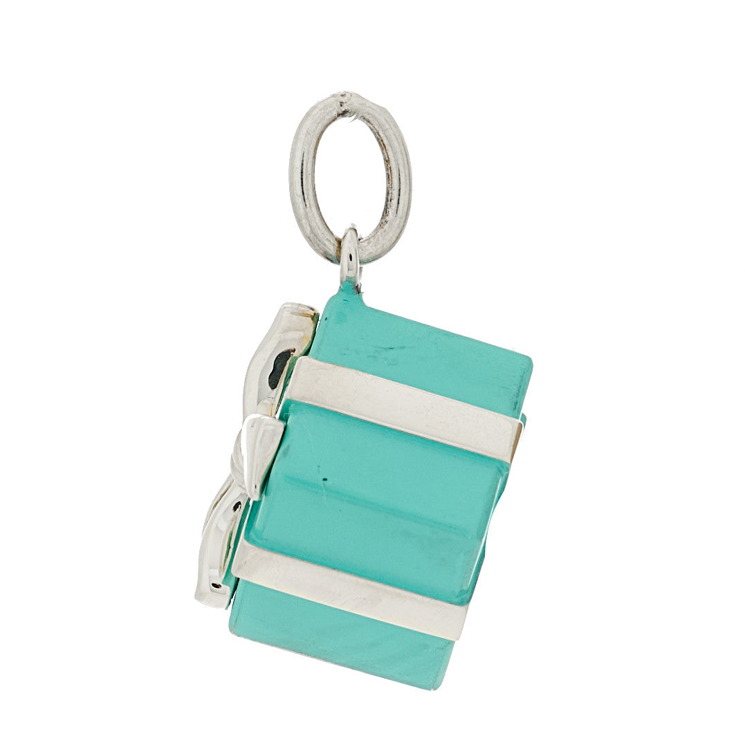 Tiffany Sterling Silver Enamel Gift Box Charm Blue 3 of 5