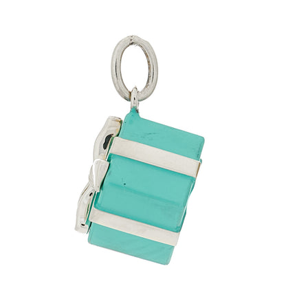 Tiffany Sterling Silver Enamel Gift Box Charm Blue 3 of 5