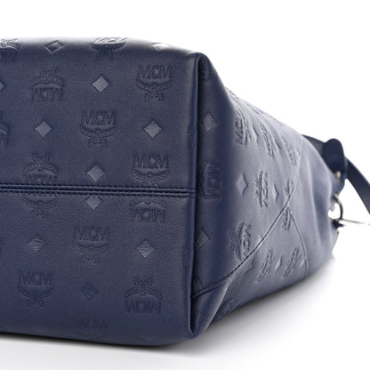 MCM Calfskin Ottomar Monogram Large Klara Hobo Navy Blue 7 of 7