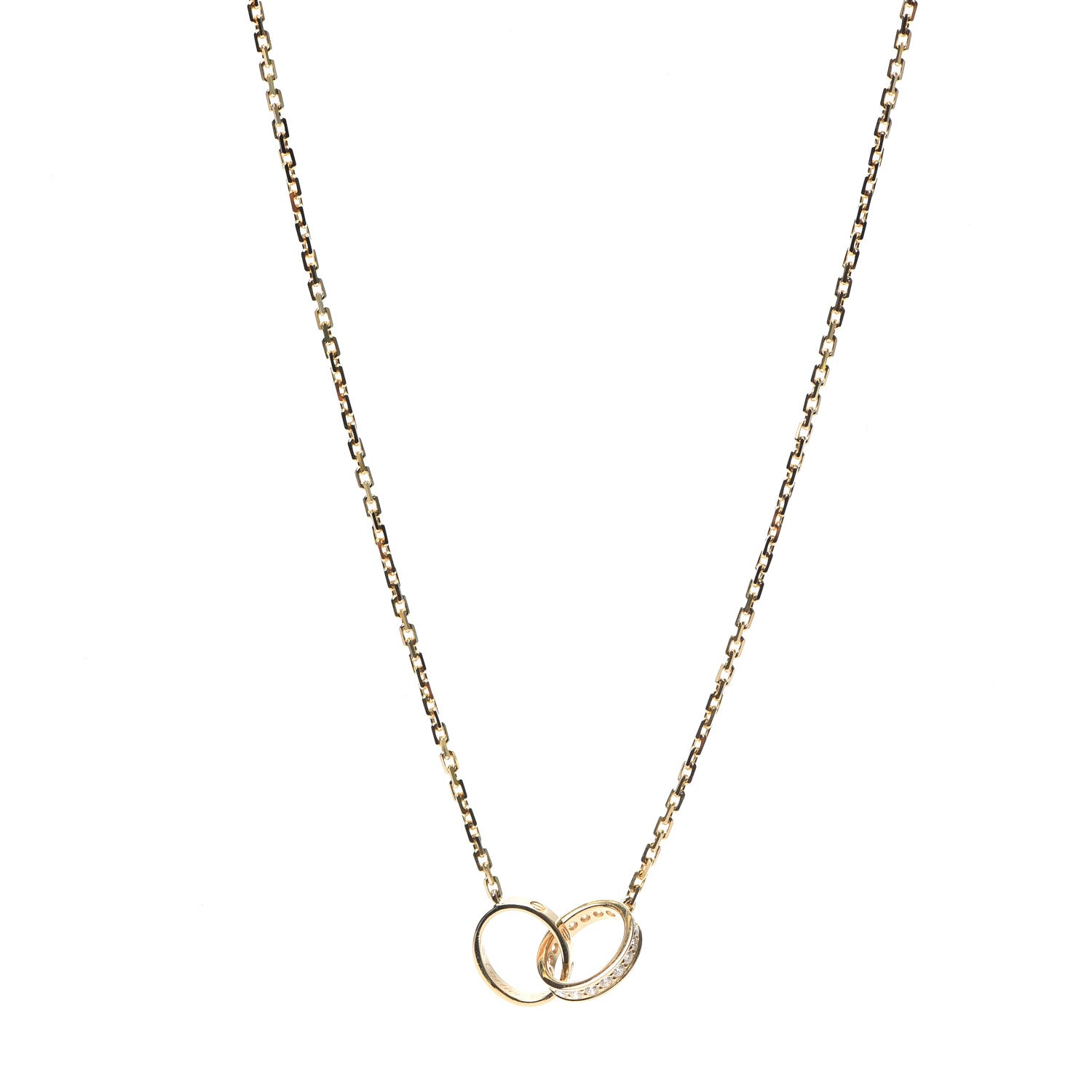 Cartier 18K Yellow Gold Diamond Interlocking LOVE Necklace 1 of 6