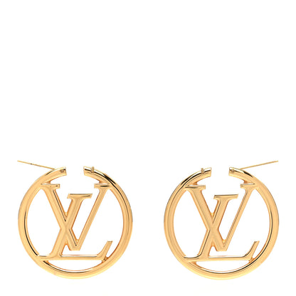 Louis Vuitton Metal Louise Hoop Earrings Gold 3 of 5