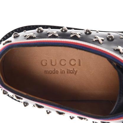 Gucci Calfskin Studded Mens Lace Up Loafers 10 Black 6 of 11