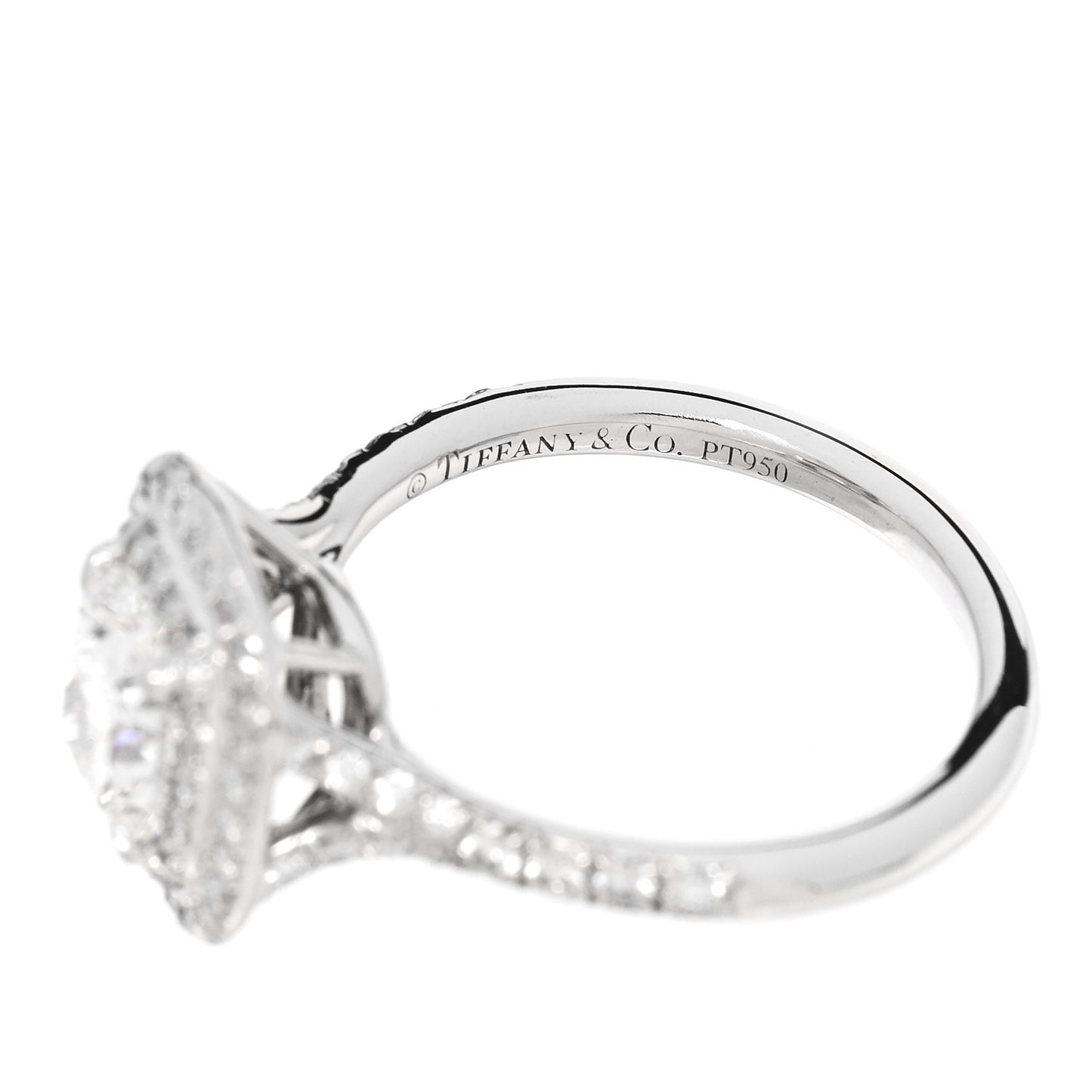 Platinum Diamond 1.10ct Soleste Cushion Cut Double Halo Engagement Ring 49 4.75