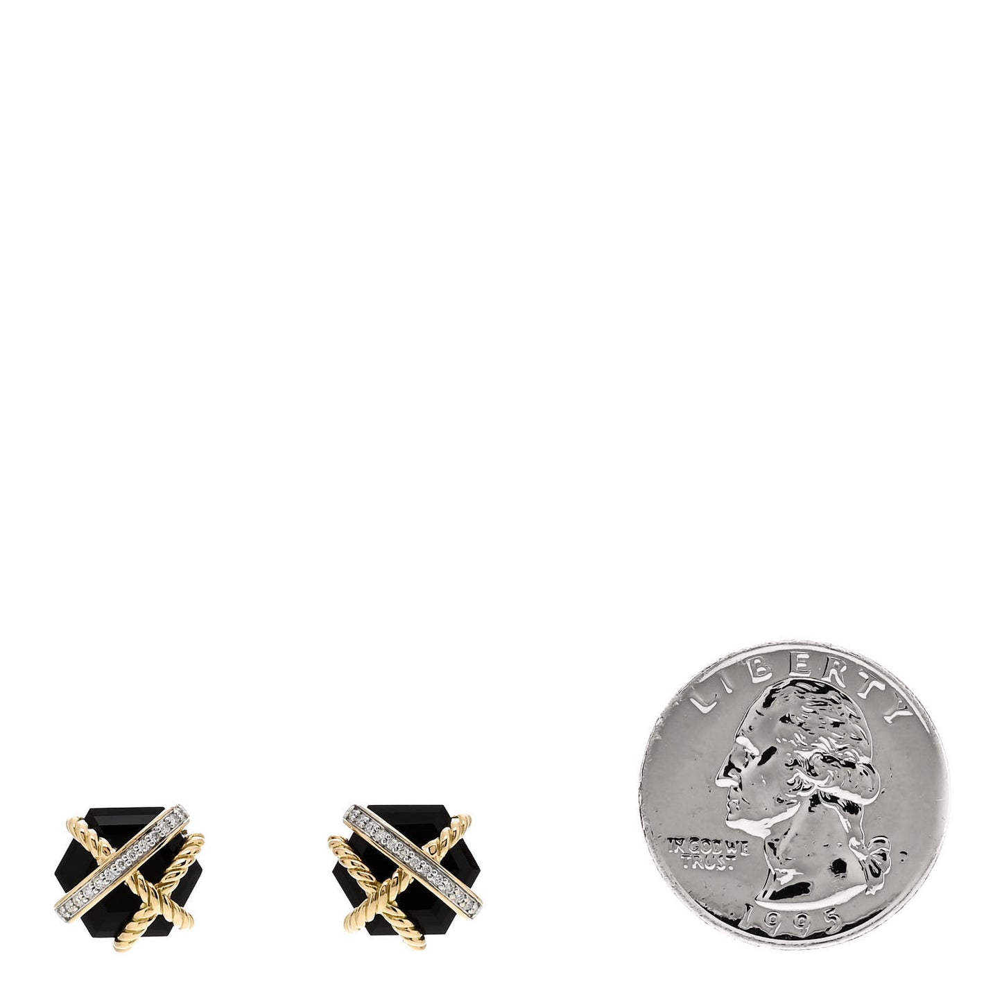 18K Yellow Gold Diamond Onyx 10mm Cable Wrap Earrings