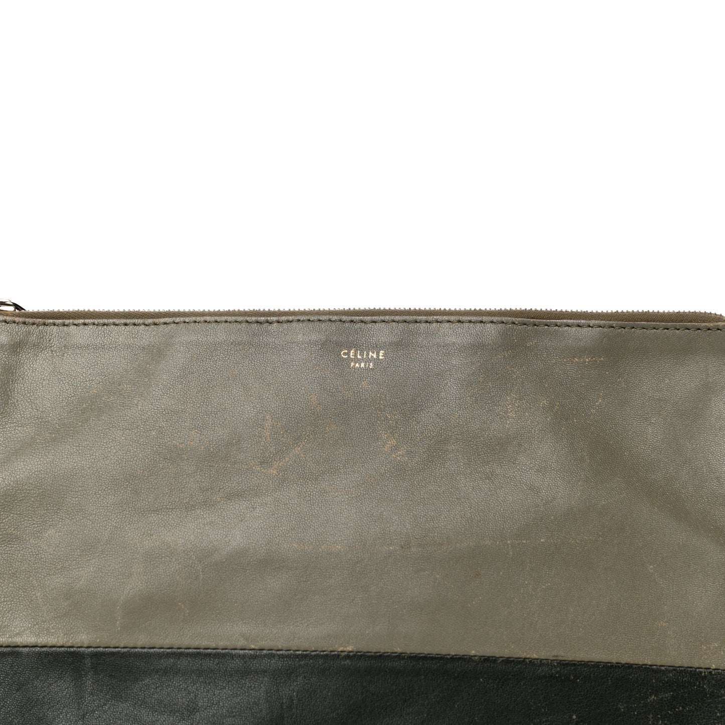 Smooth Lambskin Bi-Color Solo Clutch Pouch Army Green