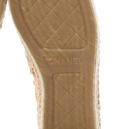 Chanel Raffia Fabric CC Espadrilles 38 Beige Black 7 of 10