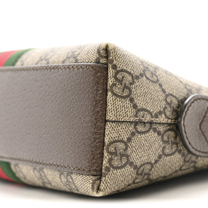 Gucci GG Supreme Monogram Textured Dollar Calfskin Web Small Ophidia Dome Shoulder Bag Beige Ebony New Acero 10 of 12