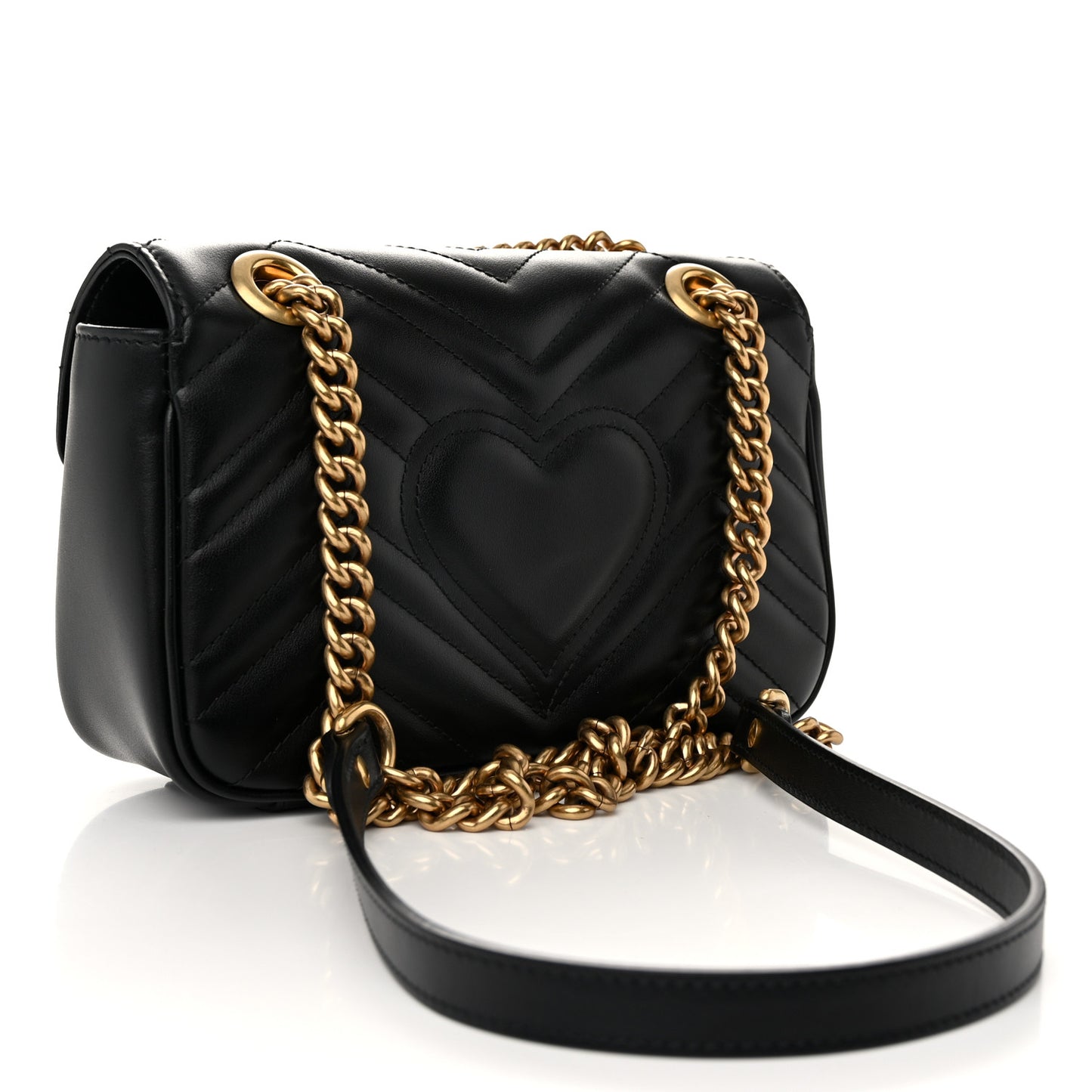 Calfskin Matelasse Mini GG Marmont Shoulder Bag Black