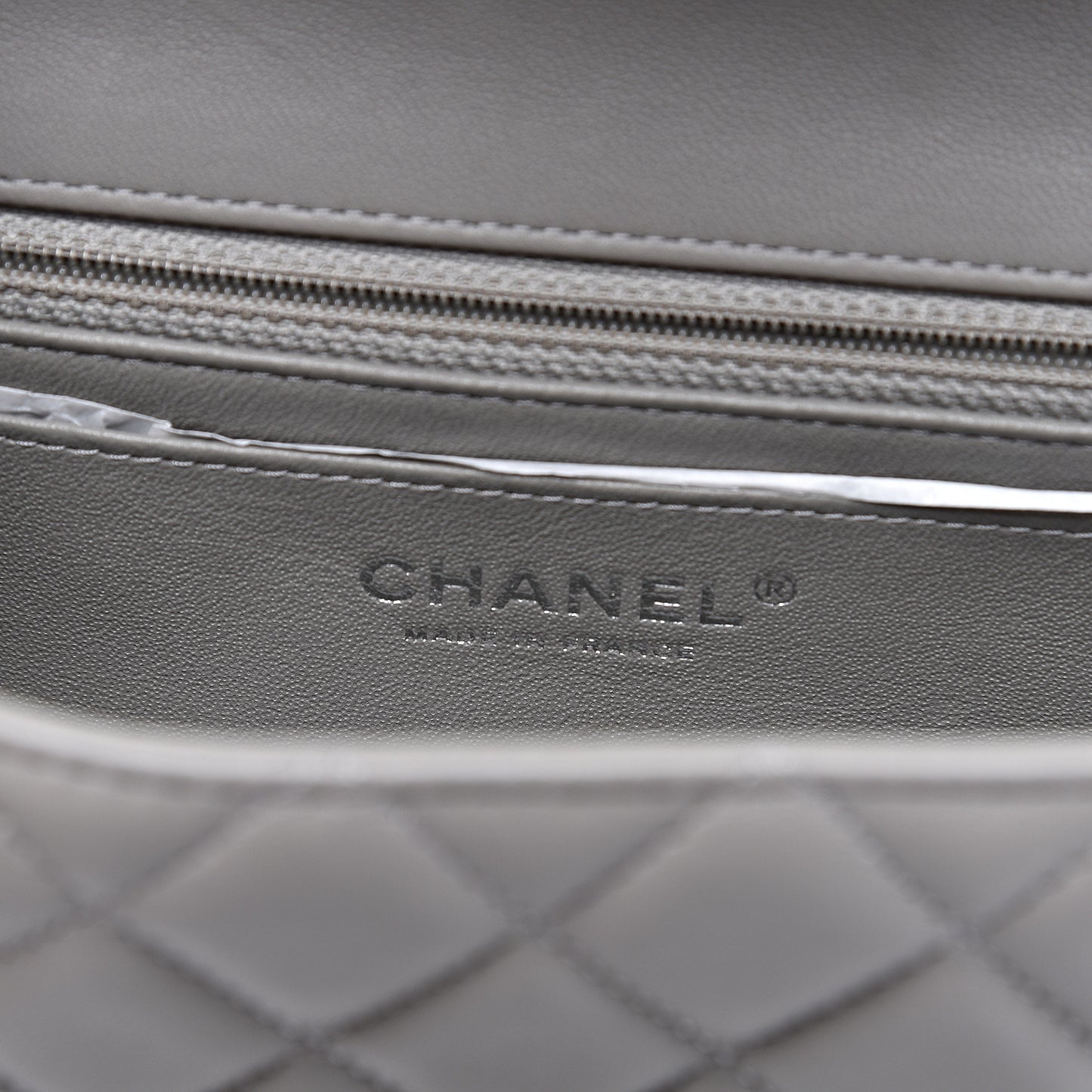 Lambskin Quilted Mini Rectangular Flap Grey