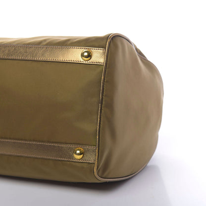Prada Metallic Tessuto Nylon Saffiano Bauletto Gold 7 of 13
